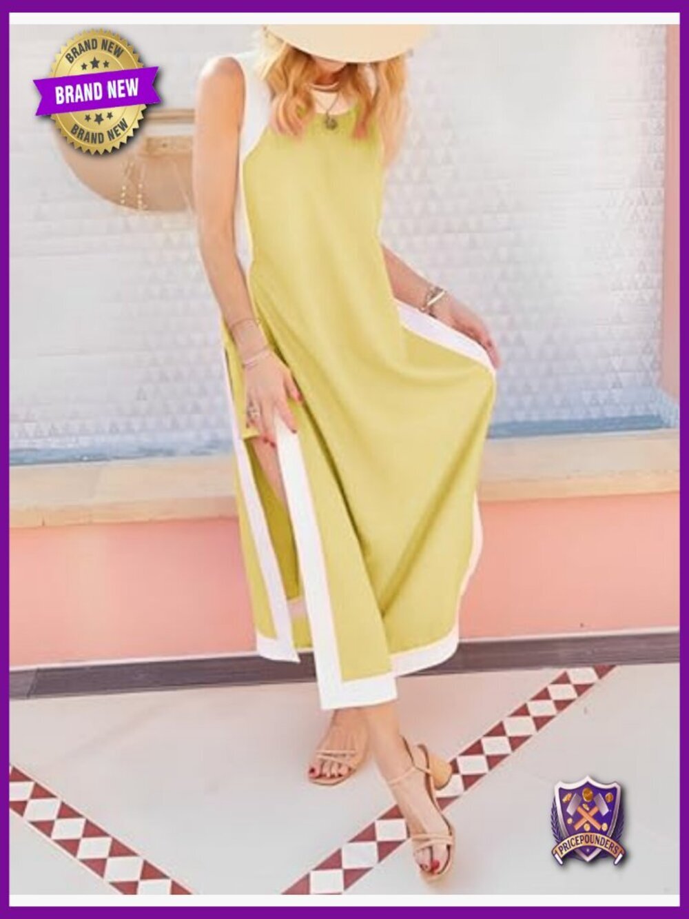 Boho Color Block Maxi Dress with Matching Shorts, 2 Piece Set - Picture 3 of 7